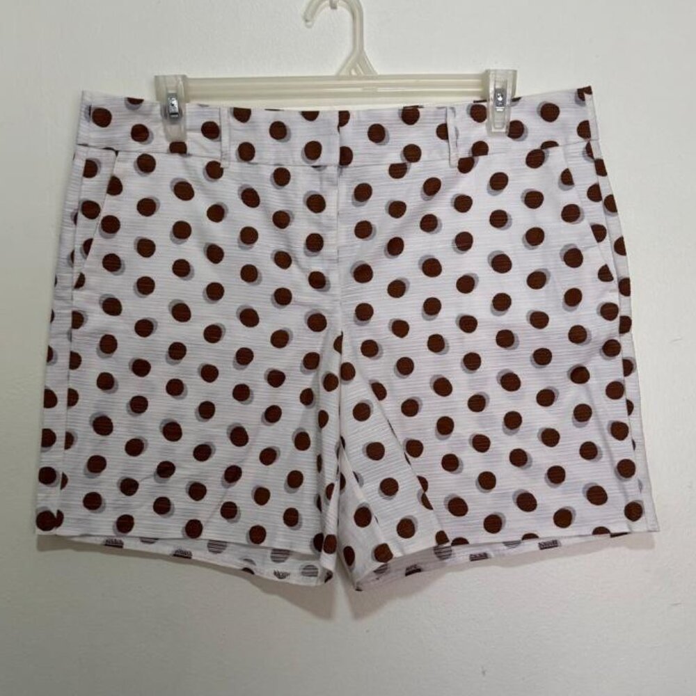 NWT Ann Taylor Factory The 6 Inch Short Ivory Gray/Brown Polka Dot Size Size 14